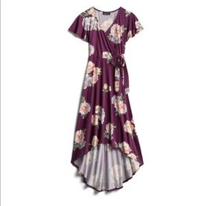 Fortune + Ivy Faux Wrap Brushed Knit Maxi Dress